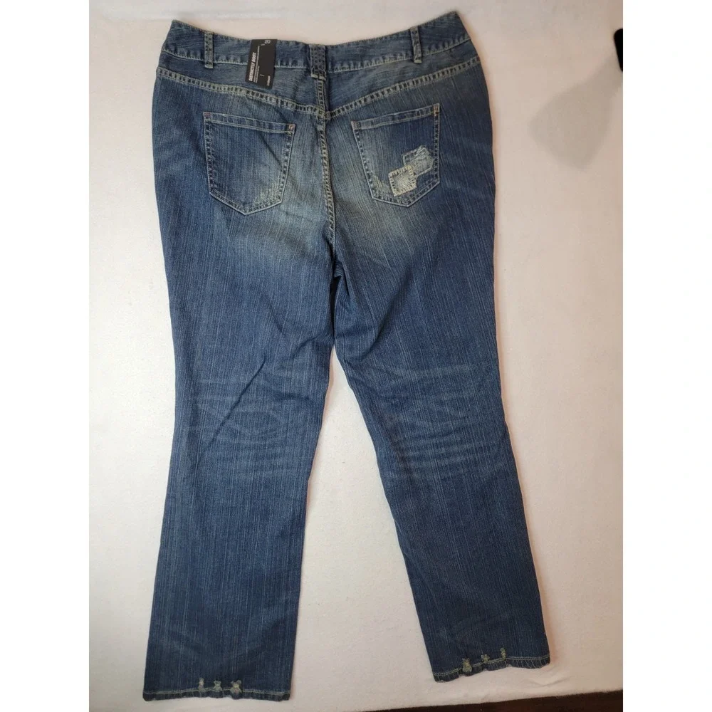 Lane Bryant Distinctly Boot Cut Jeans‎ Sz 20 Patchwork Distressed Stretch NWT